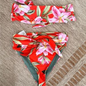 Mara Hoffman Green and Floral Bikini Bottom